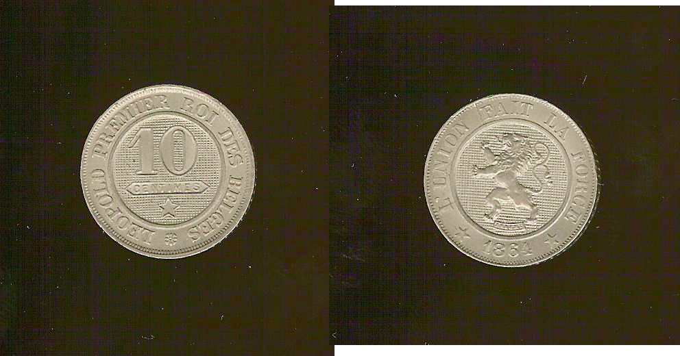 BELGIQUE 10 Centimes lion 1864 SPL
